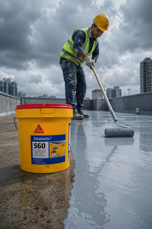 Sika Sikalastic-560 — two-component PU waterproof coating with superior crack bridging for terrace and roof waterproofing India

