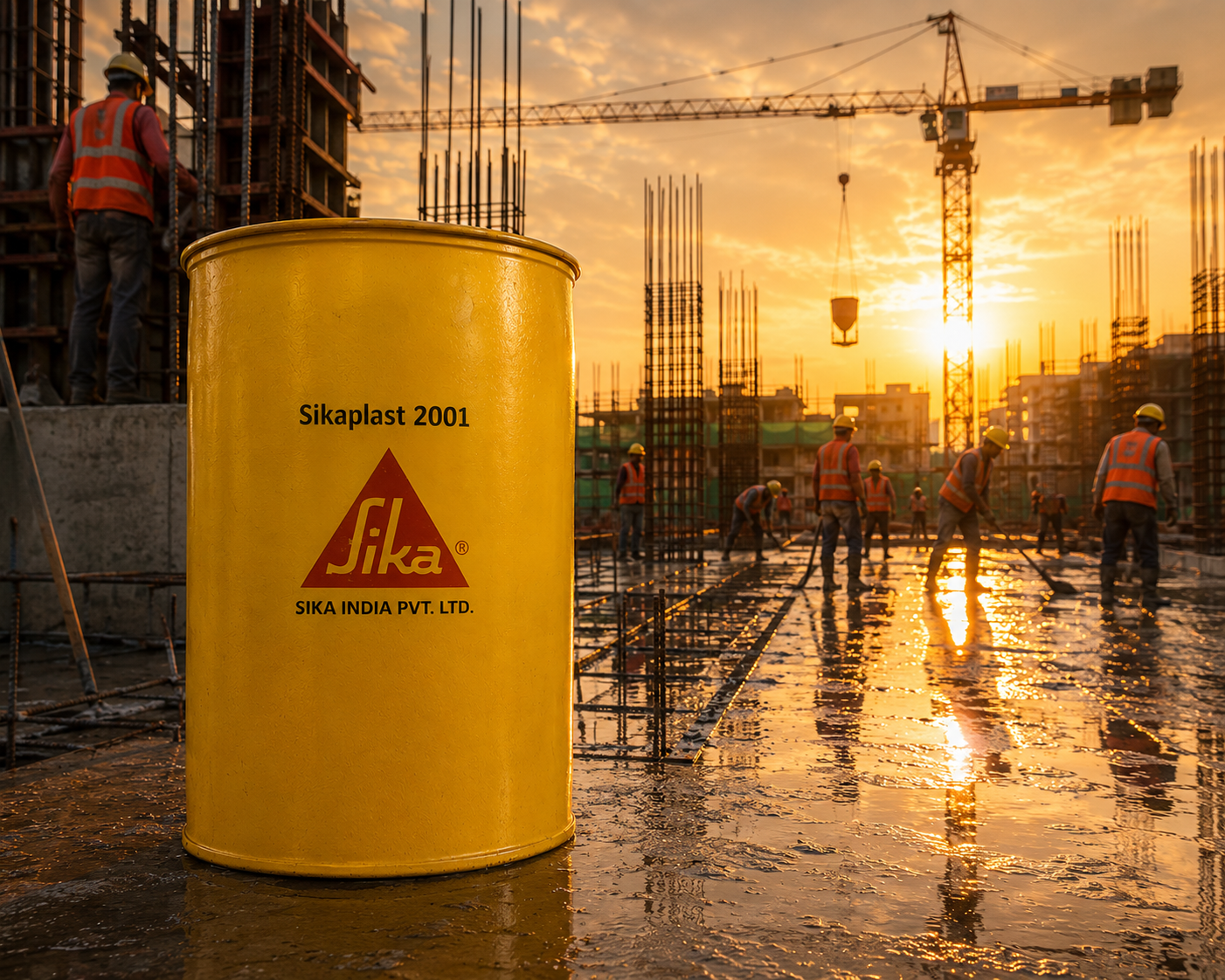 Sikaplast 2001 concrete admixture dosing — low PC polycarboxylate superplasticizer ready-mix structural concrete Sika India
