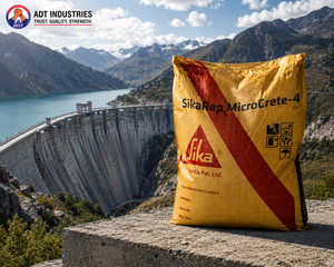 Industrial concrete floor restored with SIKAREP MICROCRETE-4 — fibre-reinforced repair micro concrete impact resistance India
