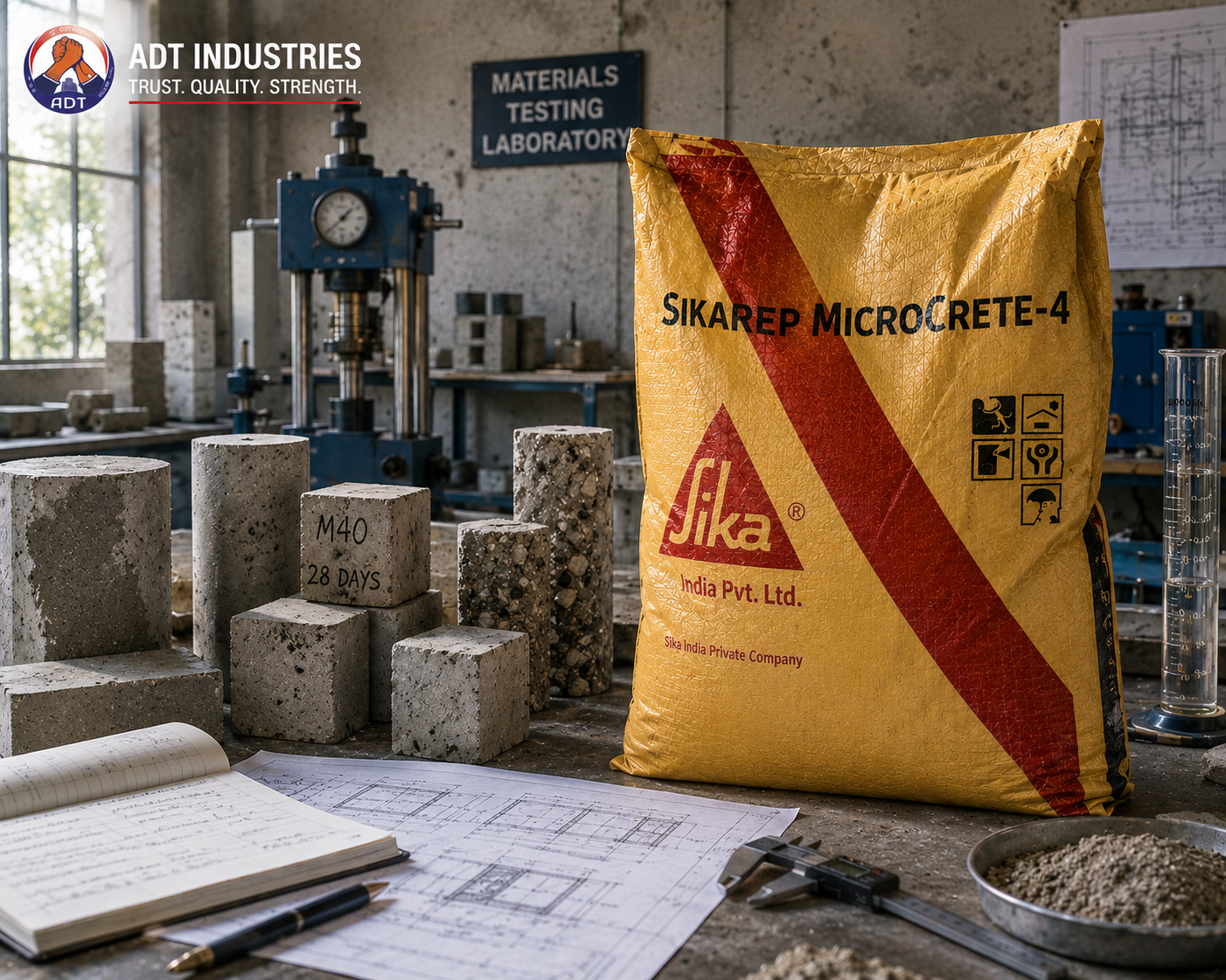 SIKAREP MICROCRETE-4 construction chemical — fibre-reinforced repair micro concrete structural restoration crack control durable India

