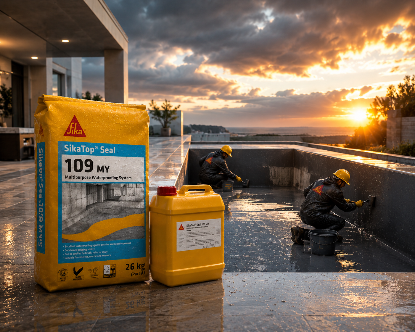 Sika Sikatop 109 Seal IN — flexible cementitious waterproofing system for roof, terrace, basement, swimming pool and water tank protection




