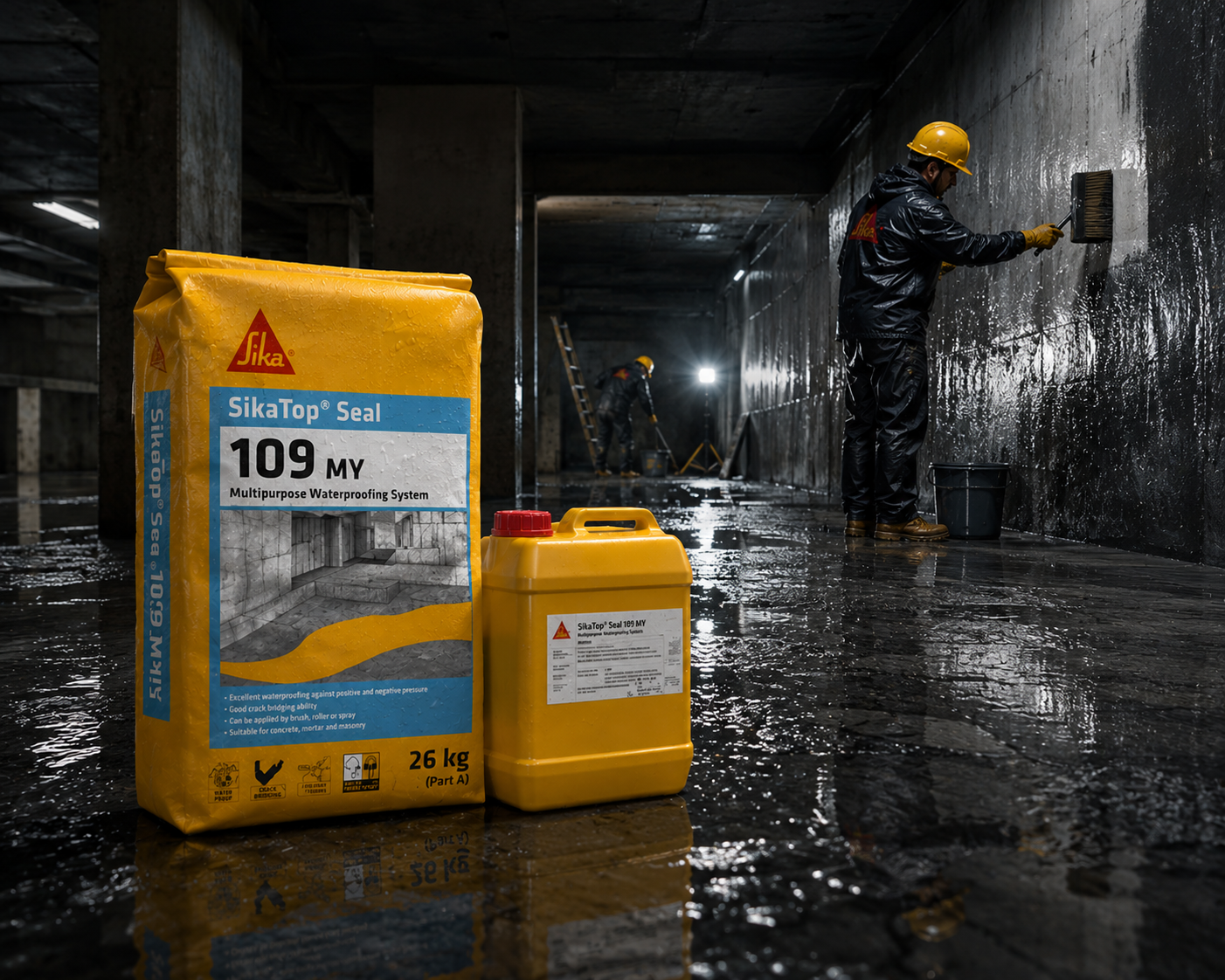 Sika India Sikatop 109 Seal IN — trusted flexible cementitious waterproofing coating for structures under continuous water pressure and heavy rainfall




