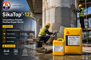 SikaTop-122 two-component polymer-modified repair mortar — concrete restoration superior bond flexible durable surface repair India
