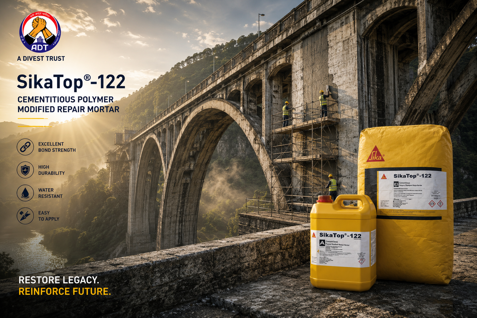 SikaTop-122 product packaging — two-component polymer-modified repair mortar Sika India Pvt Ltd
