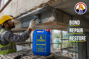 Sunanda Polyalk Fixoprime anti-corrosion coating brushed onto steel rebar