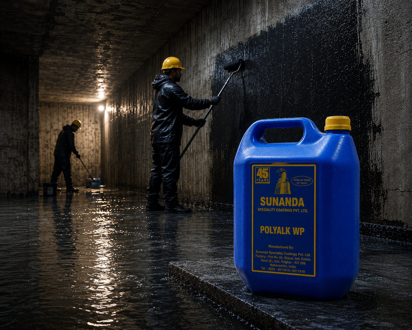 Polyalk WP by Sunanda — acrylic polymer waterproof coating with strong adhesion to concrete and masonry cementitious substrates




