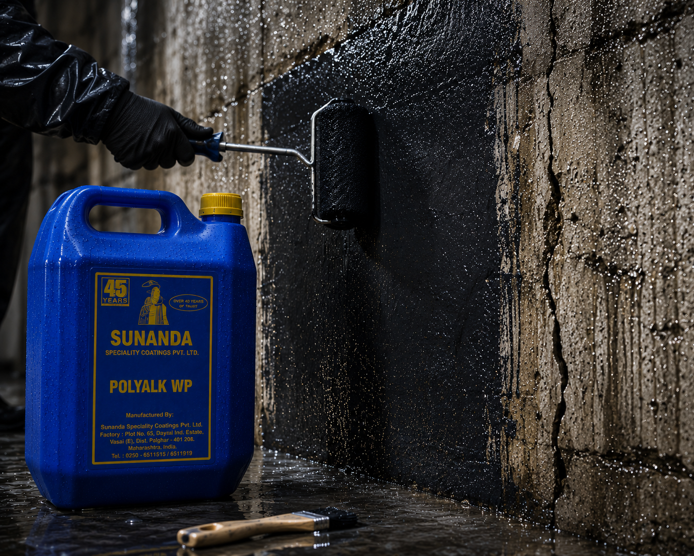 Sunanda Polyalk WP — trusted waterproofing chemical for bathroom, basement, terrace and exterior wall waterproofing applications




