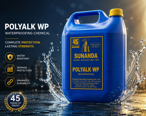 Sunanda Polyalk WP — acrylic polymer waterproofing compound by Sunanda Speciality Coating for roof, terrace and wall protection

