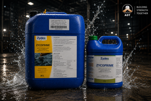 Zycoprime brush application on concrete wall — polymer bonding primer for plaster repair mortar cementitious waterproofing India
