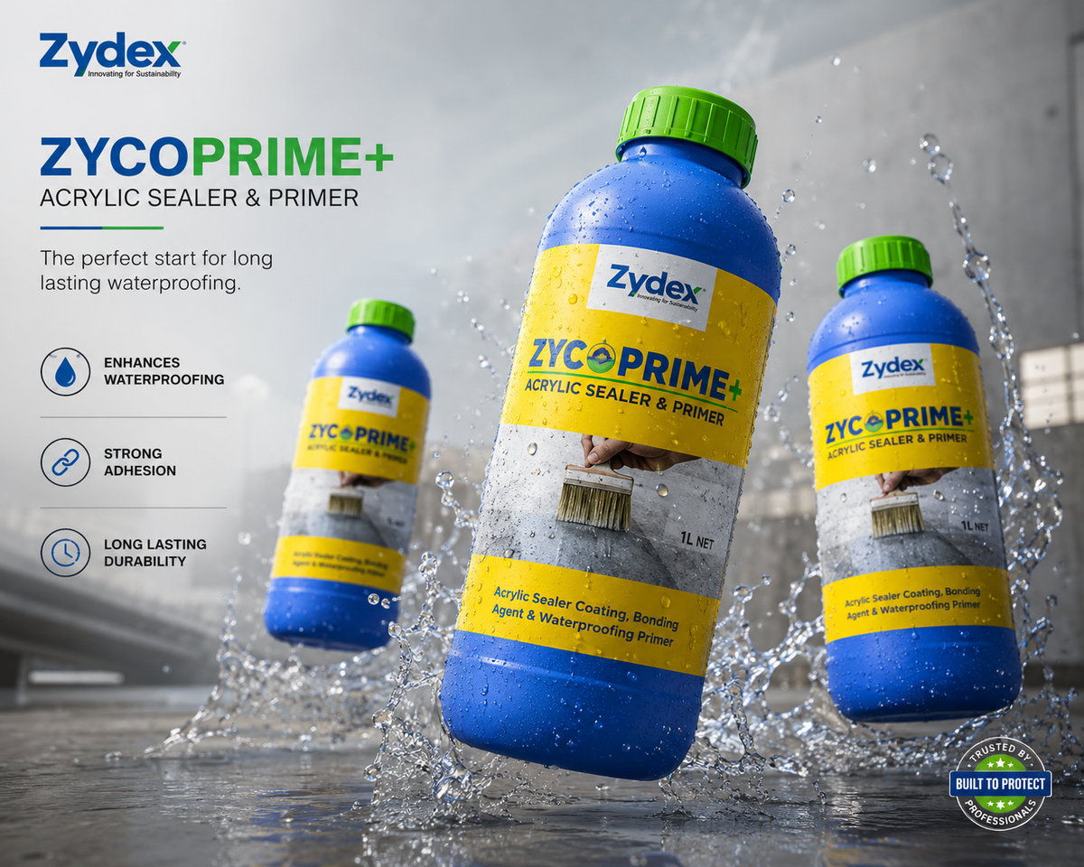 ZycoPrime+ by Zydex Industries — acrylic co-polymer emulsion liquid as bonding agent, cement modifier and porosity filler




