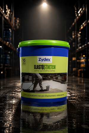 Zydex Elasto Stretch — advanced high-elongation acrylic waterproof coating with superior wide crack bridging for roof and wall waterproofing India
