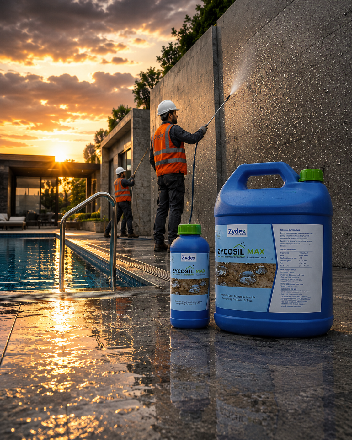 Zydex Zycosil Max — trusted architectural waterproofing construction chemical for facades, terraces, exterior walls and exposed concrete India





